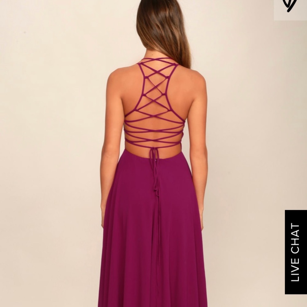LULUS Strappy to be here magenta maxi dress
